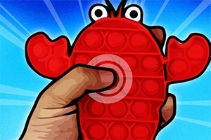 Kırmızı yengeç şeklinde bir pop it oyuncağı tutan el