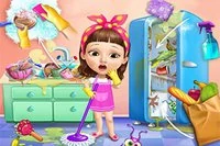 Sweet Baby Girl: Dağınık Evi Temizle oyununda, çocuklar için ev makyajı