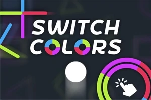 Renkli çubuklar ve dairelerin bulunduğu bir tasarım üzerindeki Switch Colors yazısı