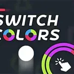 Renkli çubuklar ve dairelerin bulunduğu bir tasarım üzerindeki Switch Colors yazısı