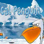 Öfkeli bir penguen ve ciddi bir pelikan, karlı bir buzdağı fonunda karşı karşıya duruyor