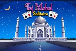Gece gökyüzü altında, kartlarla çevrili bir Taj Mahal çizimi
