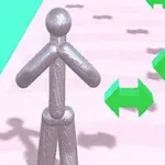 Gri renkli stilize bir figür, pembe bir yolda oklarla ilerliyor