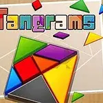 Renkli geometrik şekillerle oluşturulmuş bir tangram tasarımı