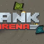 Piksel tarzında savaş alanında hareket eden tanklar ve büyük harflerle TANK ARENA yazısı