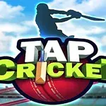 Kricket sopası tutan bir silüet, kriket topu ve büyük harflerle yazılmış TAP CRICKET metni