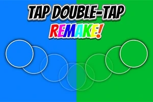 Mavi ve yeşil arka plan üzerinde büyük harflerle TAP DOUBLE-TAP REMAKE!