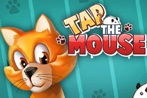 Turuncu bir kedi karakteri ve Tap the Mouse yazılı bir başlık içeren çizgi film tarzı bir görsel