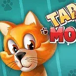 Turuncu bir kedi karakteri ve Tap the Mouse yazılı bir başlık içeren çizgi film tarzı bir görsel
