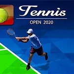 Tenis kortunda beyaz şapkalı bir oyuncu, yeşil ve mavi renkteki zemin üzerinde bir topa vuruş yapıyor