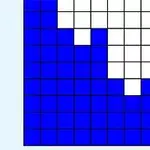 Mavi, beyaz ve gri karelerden oluşan bir ızgara deseni