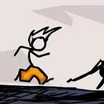 The Fancy Pants Adventure: World 1 Çizgi film tarzında bir figür, siyah bir yaratıkla karşı karşıya duruyor