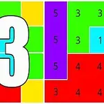 Renkli kareler ve sayıların yer aldığı, büyük beyaz bir 13 sayısı içeren bir grafik