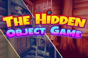 Renkli bir yazı tipinde The Hidden Object Game metni ve arka planda dağınık bir oda tasviri