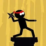 Siyah çubuk adam, kırmızı bant takarak elinde ninja yıldızı tutuyor