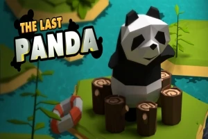 Düşmüş kütüklerin üzerine oturmuş bir panda ve renkli yazıyla The Last Panda başlığı