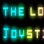 Renkli neon harflerle The Lost Joystick yazısı olan karanlık bir arka plan