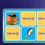 The Tom and Jerry Show: Memory Mischief Mavi çerçeveli bir kart dizisi; kartların biri dedektif şapkalı bir fare, diğeri büyüteç resmi, diğer üçü Tom and Jerry Show yazılı