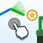 Renkli çubuklar, dokunmatik simge ve yıldız sembolü ile neon bir platform