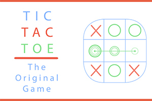 Tic Tac Toe yazısı ve bir kare üzerinde X ve O harfleri ile oynanan oyun tahtası