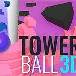 Mor topun dönen pembe bir kule üzerinde zıpladığı ve siyah yazı ile TOWER BALL 3D ifadesinin bulunduğu görsel