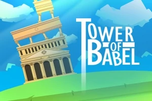 Eğimli bir şekilde duran antik kule yapısı ve yanında Tower of Babel yazısı