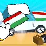 Beyaz bir arabanın üstüne yapboz parçaları şeklinde renkli parçalar yerleştirilmeye çalışılıyor, yanında yedek tekerlekler ve el işareti var
