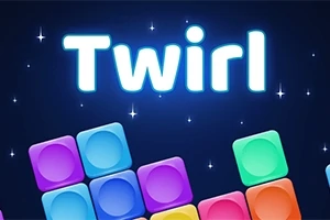 Renkli kare blokların eğik bir şekilde sıralandığı ve üst kısmında Twirl yazısının yer aldığı yıldızlı bir arka plan