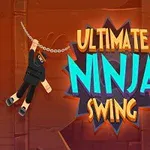 Turuncu arka planda zincirle sallanan bir ninja figürü ve sağda dairesel testere bıçakları