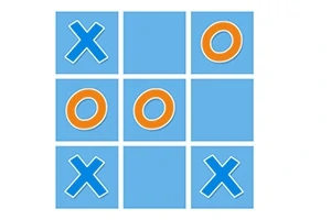 3x3 karelerde mavi X ve turuncu O harfleriyle oluşturulmuş bir düzen