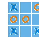 3x3 karelerde mavi X ve turuncu O harfleriyle oluşturulmuş bir düzen