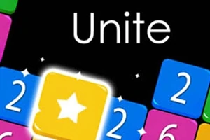 Renkli kare bloklar ve parlayan yıldız simgeli sarı bir blok üzerinde Unite yazısı