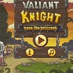 Zırhlı bir şövalye, karanlık bir kulenin önünde Valiant Knight başlıklı tahta bir tabela ile birlikte duruyor