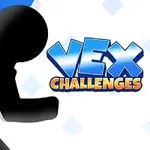 Mavi ve beyaz arka planda koşan siyah bir çöp adam, yanında ise Vex Challenges yazısı bulunuyor