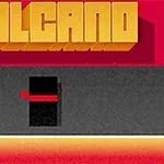 Kırmızı ve sarı renk tonlarının hakim olduğu, üzerinde büyük harflerle VOLCANO yazılı retro tarzda minimal bir görsel