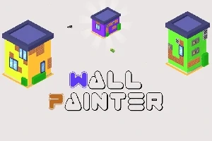 Renkli, izometrik binaların olduğu bir sahnede Wall Painter yazısı yer alıyor