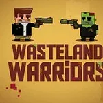 Piksel tarzı iki karakterin karşılıklı silah doğrulttuğu ve altında Wasteland Warriors yazan retro tarzda bir çizim