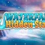 Arka planda şelale manzarası ve ön planda büyük renkli harflerle yazılmış Waterfall Hidden Stars yazısı