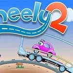 Kırmızı ve pembe arabaların bir rampada karşılaştığı çizgi film tarzı illüstrasyon