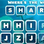 Mavi bir arka plan üzerinde kare çerçevelerde yer alan harflerle SHARK kelimesi oluşturulmuş