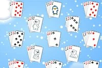 Bu Solitaire oyununda kış teması, Astan Krala 4 temel üzerine desteler
