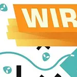 Turuncu ve sarı tonlarındaki büyük WIRE yazısı ile grafik öğeler ve daireler