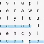 Kelime bulmacasında yatay olarak işaretlenmiş anana ve pear kelimeleri
