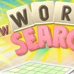 Büyük harflerle WORD SEARCH yazısı ve arkada sarı-yeşil ışınların olduğu bir görüntü