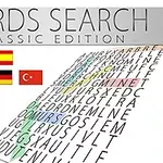 Bir kelime arama bulmacası üzerinde farklı dilleri temsil eden bayraklar