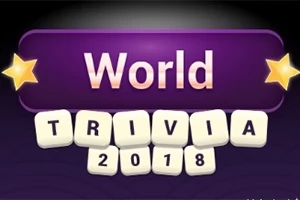 Mor arka planda, altın yıldızlarla süslenmiş, World Trivia 2018 metni bulunan bir tasarım