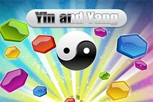 Renkli, çokgen şekillerin ve yin-yang simgesinin parlak bir arka planda yer aldığı grafik