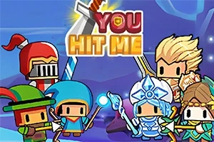 Çizgi film tarzında zırhlı ve silahlı karakterler renkli bir fonda You Hit Me yazısının altında toplanmış