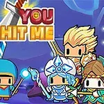 Çizgi film tarzında zırhlı ve silahlı karakterler renkli bir fonda You Hit Me yazısının altında toplanmış