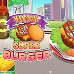 Renkli bir arka planda marul, domates, peynir, ketçap ve hardall ile hazırlanmış bir hamburger görseli